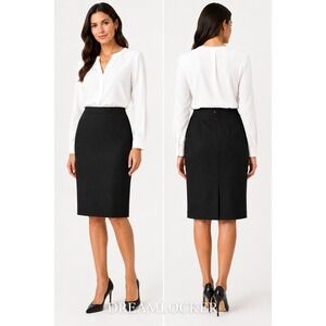 Escada Margaretha Ley Black Wool Pencil Skirt Lined Back Zip Germany 40 US 10‎